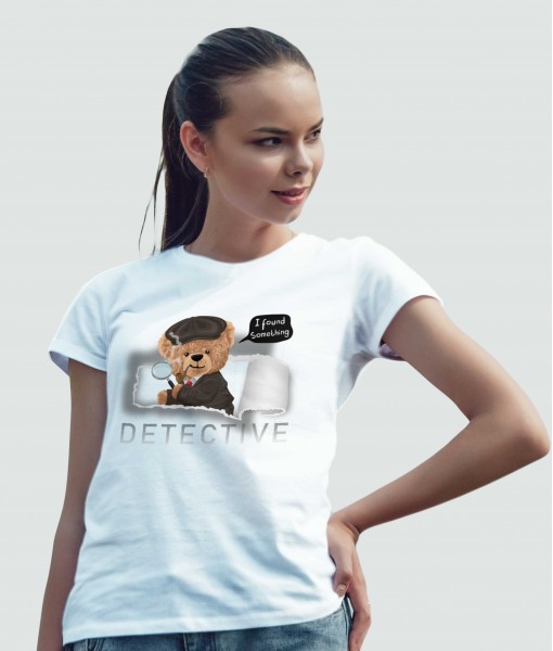 Дамска тениска с щампа Мечета Detective bear